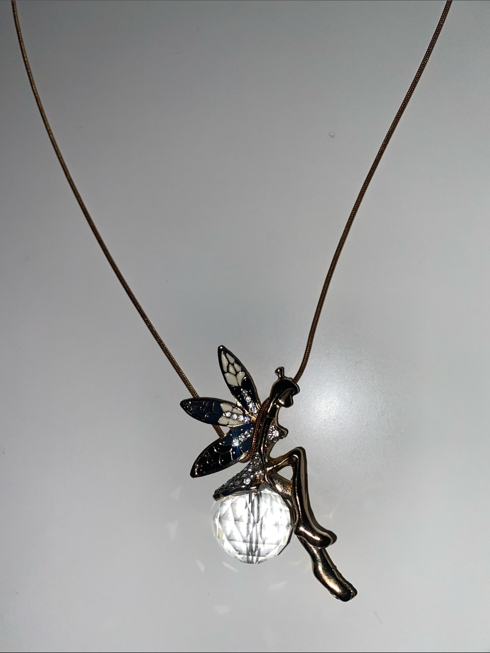 Crystal Drop Fairy Pendant Necklace - Blue and Gold - Picture 3 of 5